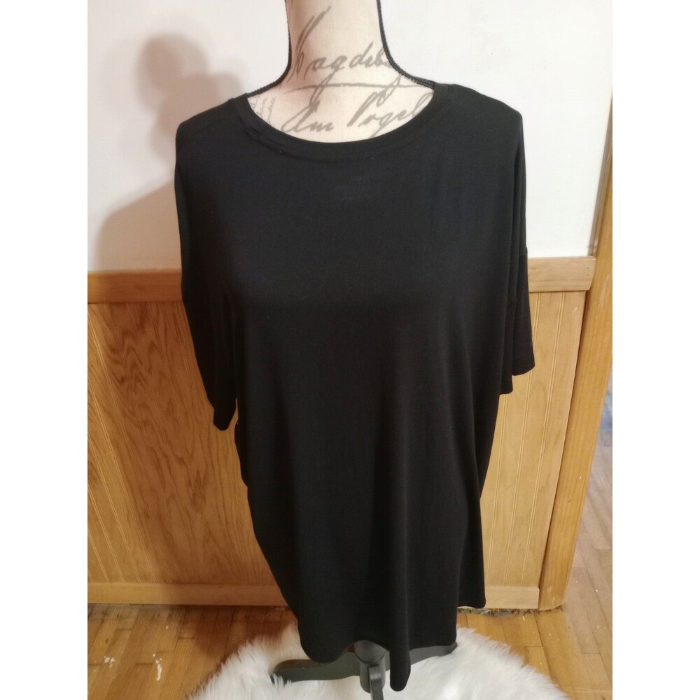 Women's Plus Size XXXL/22 Black Tunic Tee T-Shirt Short Sleeve Top Blouse New